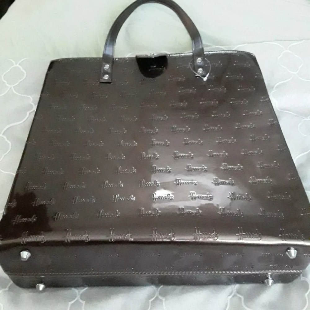 HARRODS MONOGRAMMED TOTE HANDBAG.